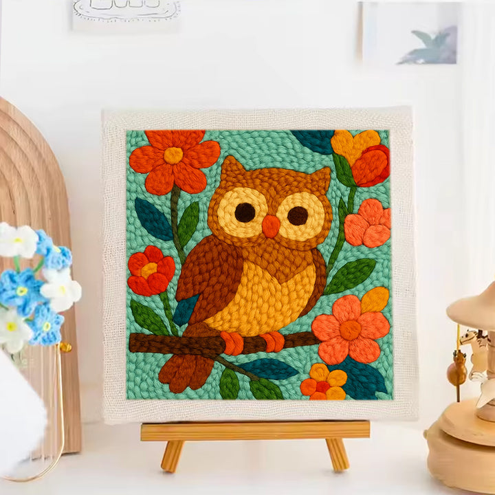 Whimsical Garden Owl Punch Needle Embroidery Kits