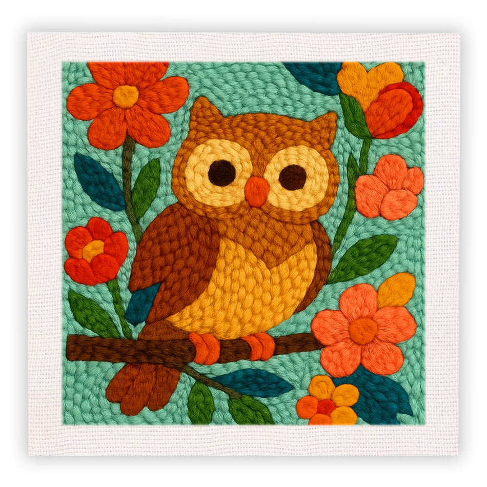 Whimsical Garden Owl Punch Needle Embroidery Kits