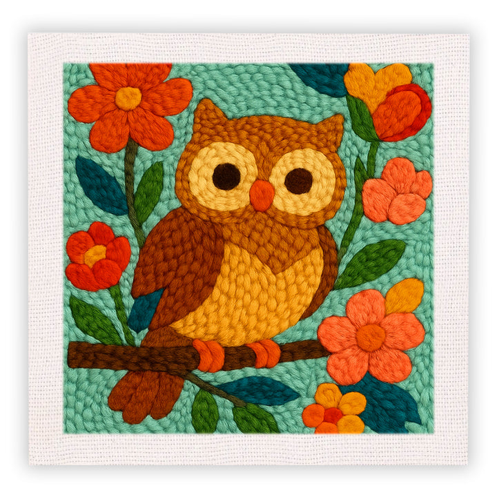 Whimsical Garden Owl Punch Needle Embroidery Kits
