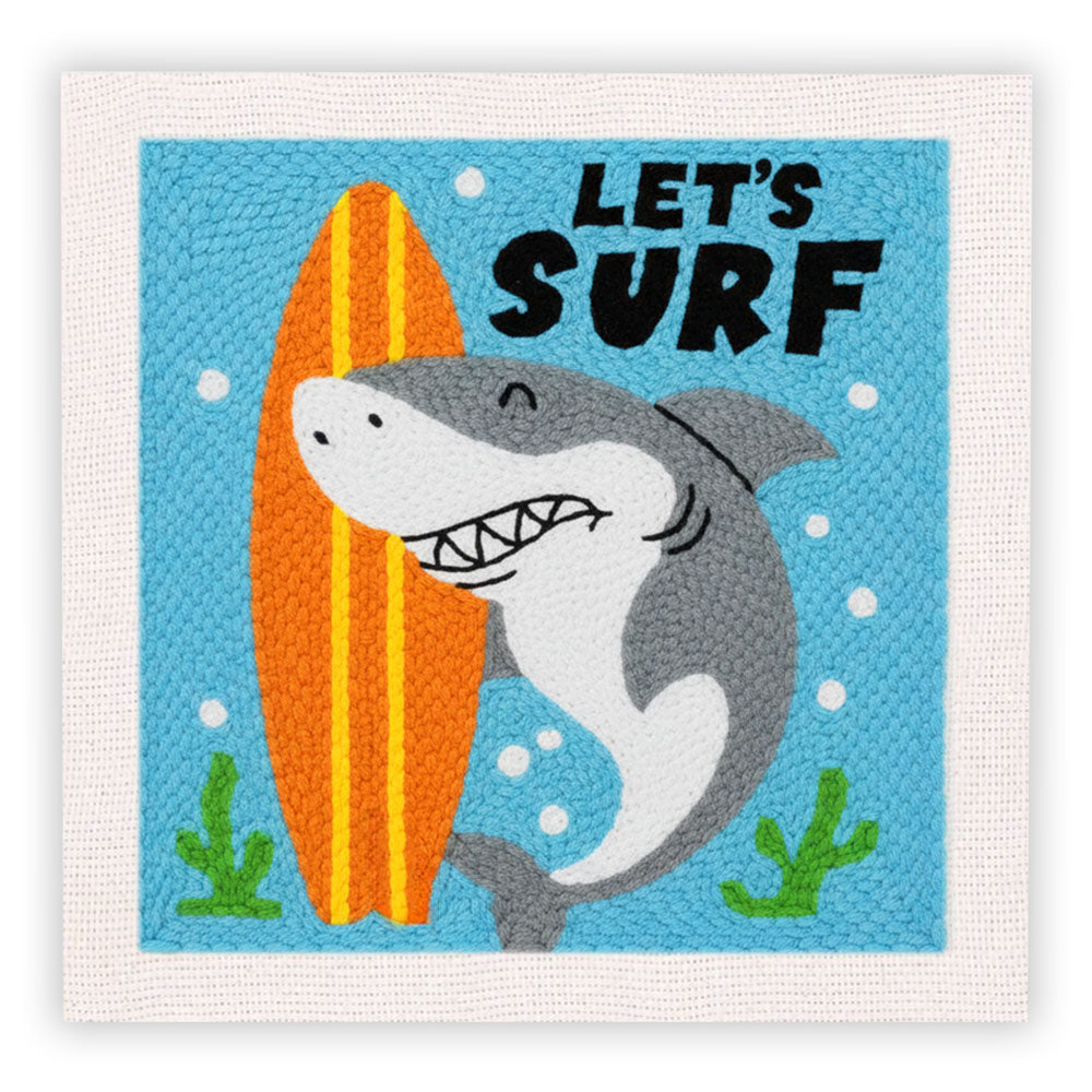 Surfboard Shark Punch Needle Embroidery Kits