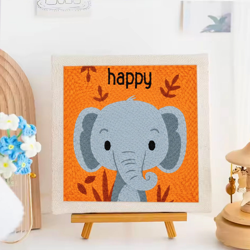Happy Little Elephant Punch Needle Embroidery Kits