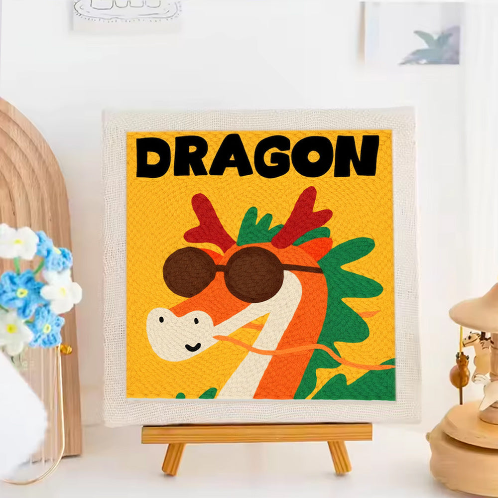 Dragon wearing Sunglasses Punch Needle Embroidery Kits