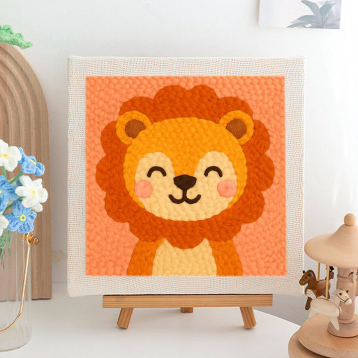 Cheerful Lion Punch Needle Embroidery Kits