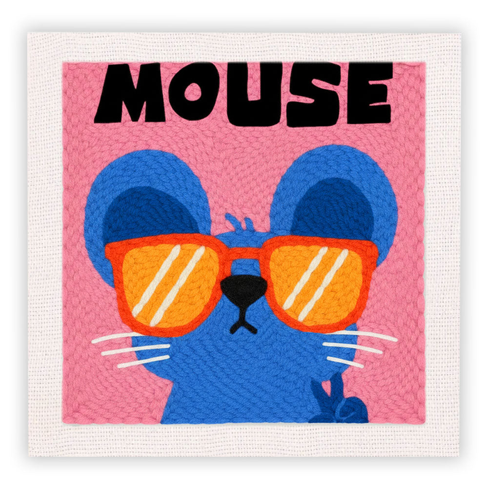 Blue Mouse Punch Needle Embroidery Kits
