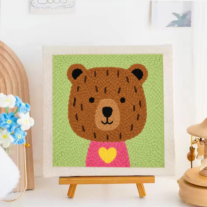 Yellow Heart Bear Punch Needle Embroidery Kits