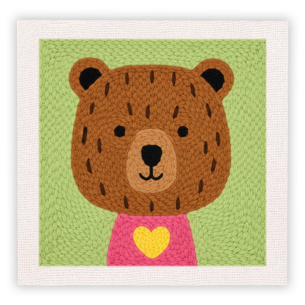Yellow Heart Bear Punch Needle Embroidery Kits