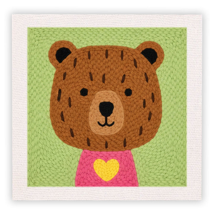 Yellow Heart Bear Punch Needle Embroidery Kits