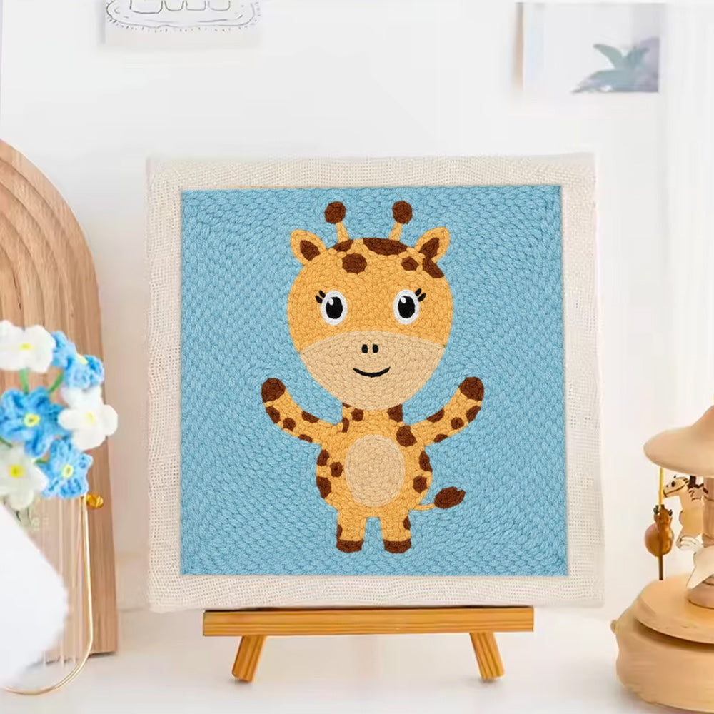 Cute Little Giraffe Punch Needle Embroidery Kits