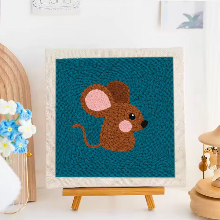 Brown Mouse Punch Needle Embroidery Kits