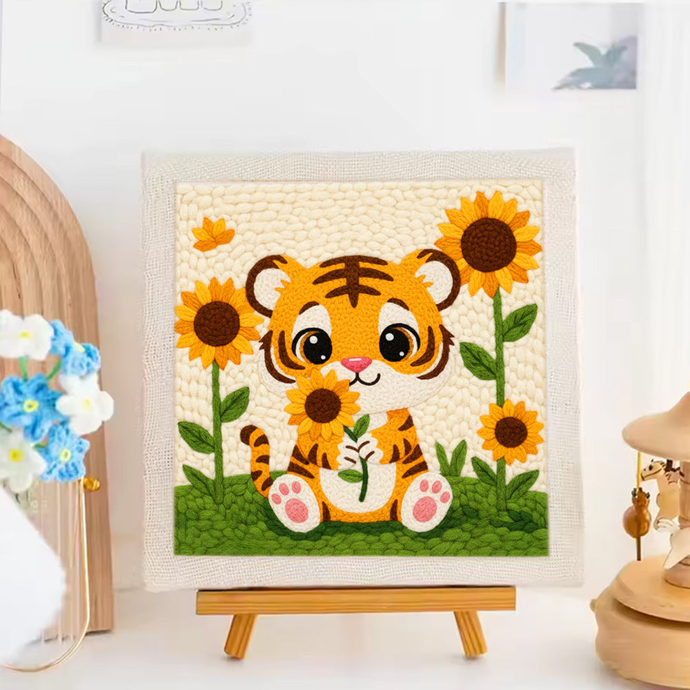 Sunflower Tiger Punch Needle Embroidery Kits