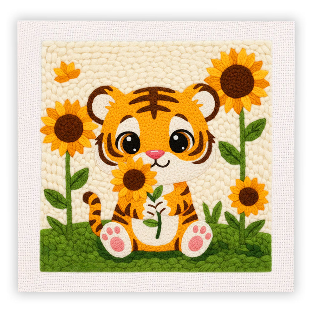 Sunflower Tiger Punch Needle Embroidery Kits