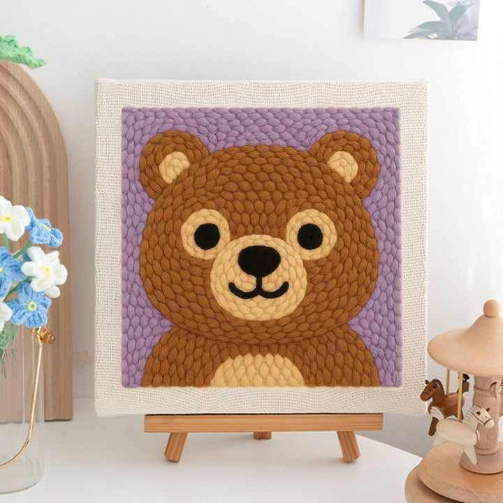 Brown Teddy Bear Punch Needle Embroidery Kits