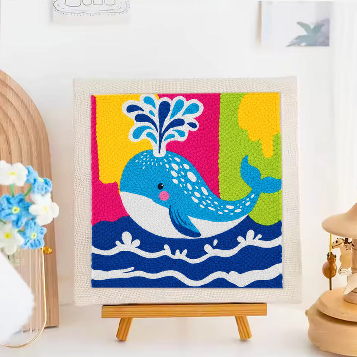 Whale spouting Water Punch Needle Embroidery Kits