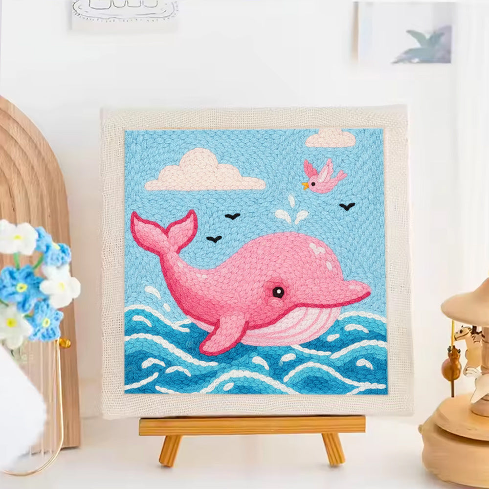 Pink Whale Punch Needle Embroidery Kits