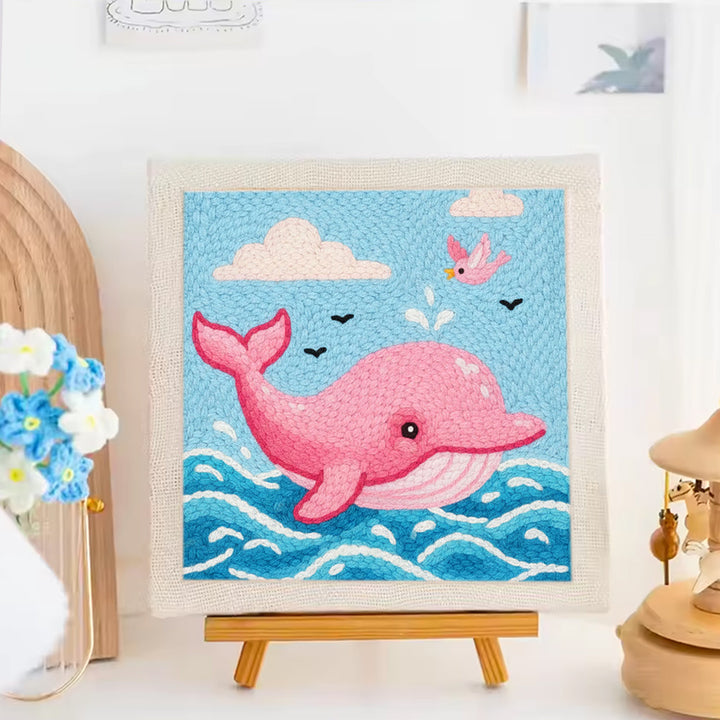 Pink Whale Punch Needle Embroidery Kits