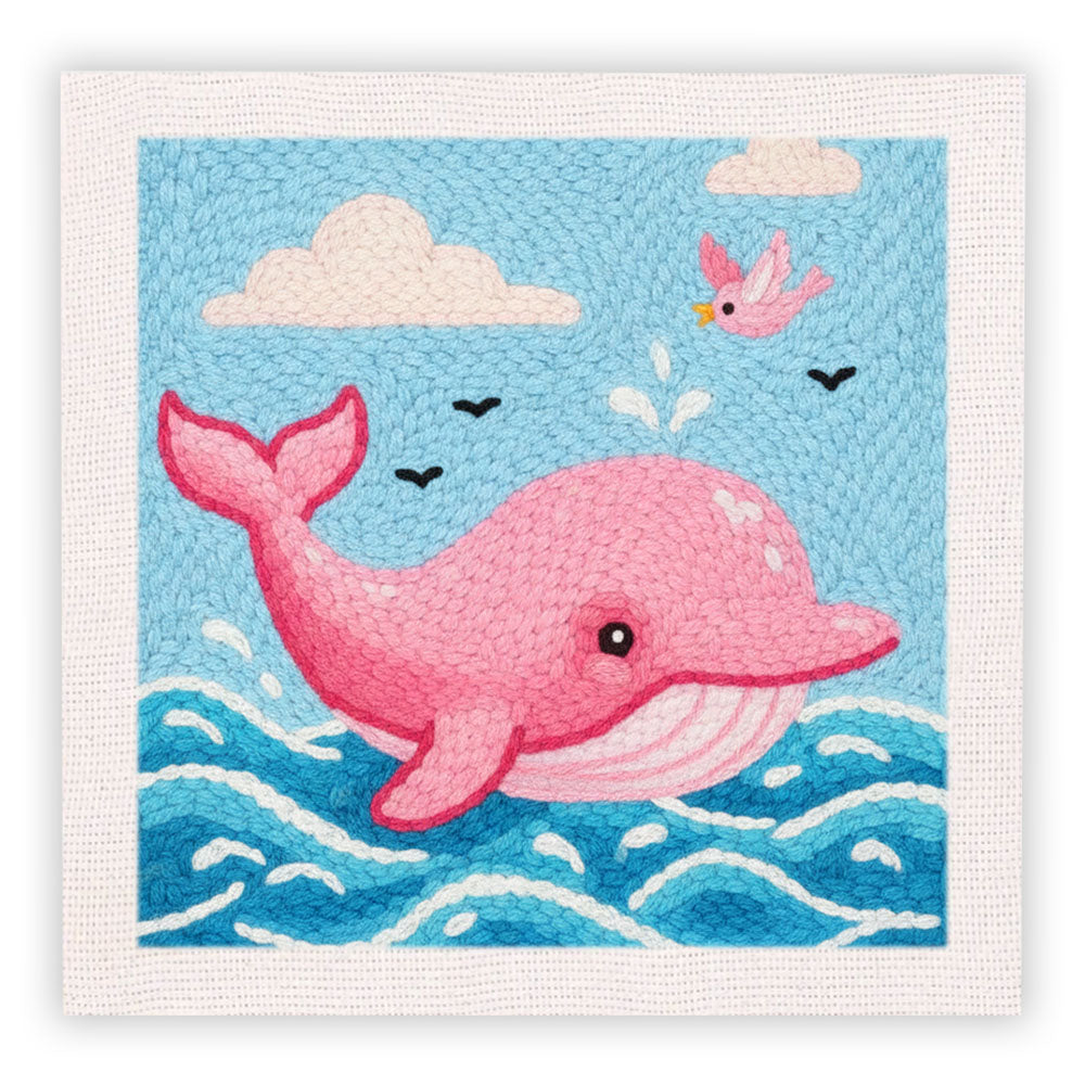 Pink Whale Punch Needle Embroidery Kits