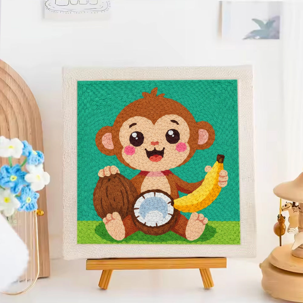 Monkeys with Fruit Punch Needle Embroidery Kits