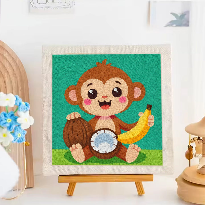 Monkeys with Fruit Punch Needle Embroidery Kits