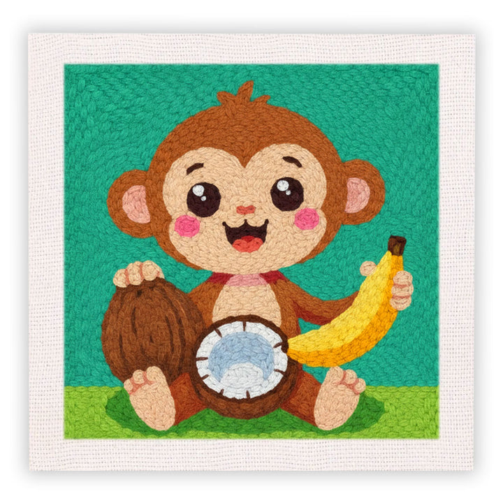 Monkeys with Fruit Punch Needle Embroidery Kits