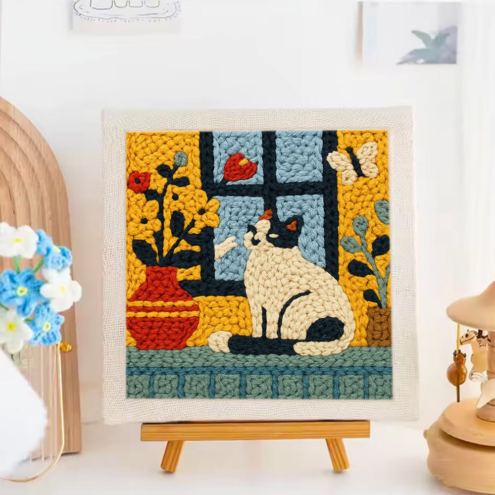 Cat in the Window Punch Needle Embroidery Kits