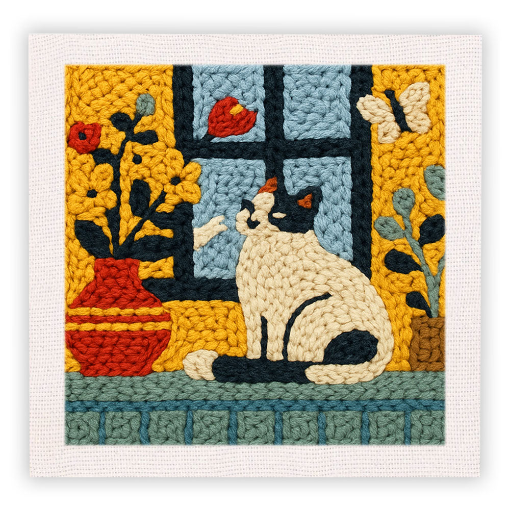 Cat in the Window Punch Needle Embroidery Kits