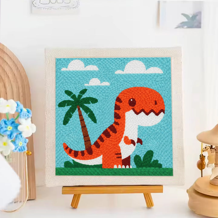 Orange Tyrannosaurus Rex Punch Needle Embroidery Kits