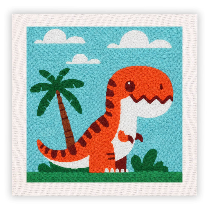 Orange Tyrannosaurus Rex Punch Needle Embroidery Kits