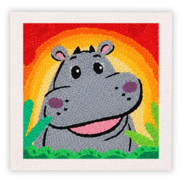 Hippopotamus Portrait Punch Needle Embroidery Kits