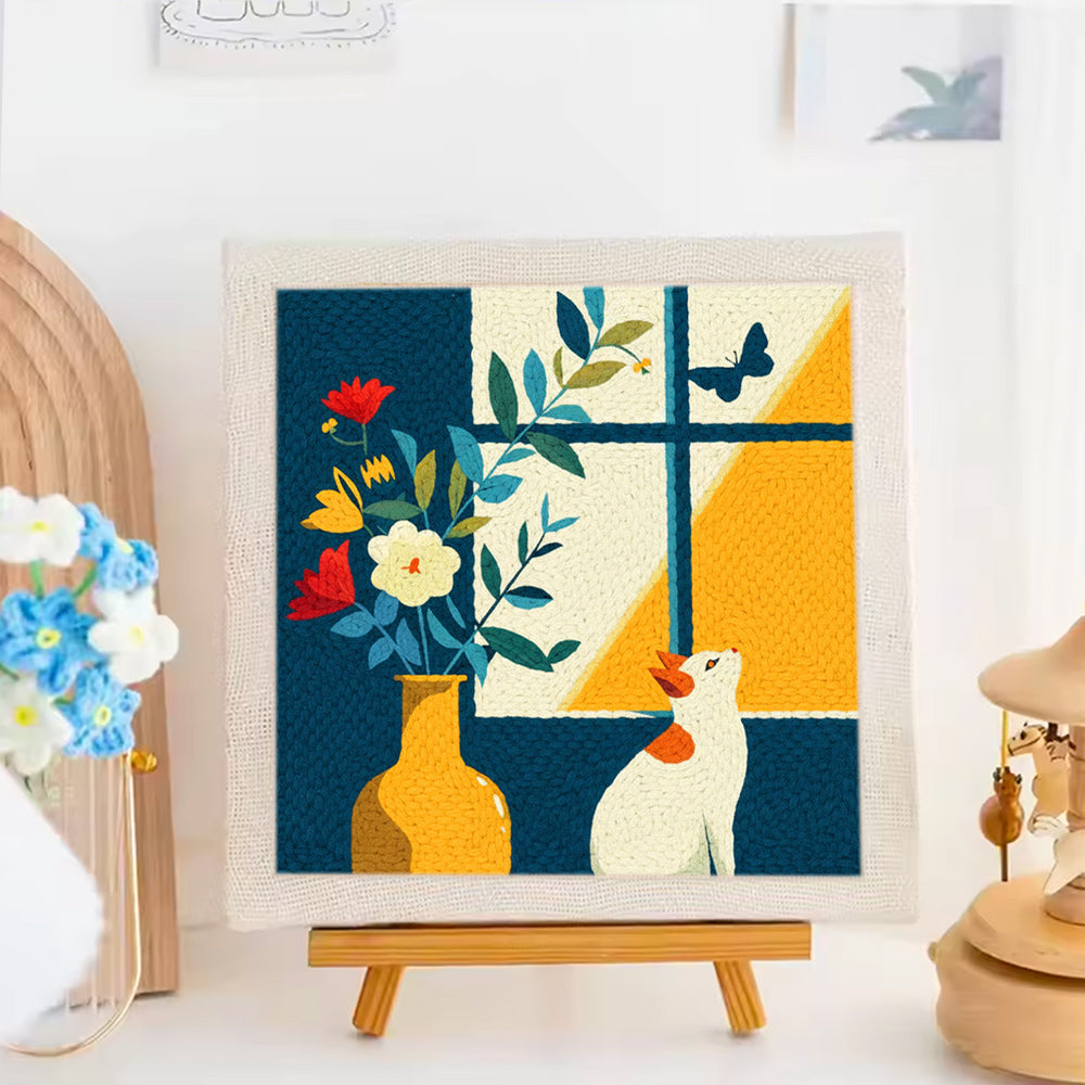 Cats and Window Views Punch Needle Embroidery Kits