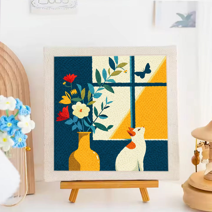 Cats and Window Views Punch Needle Embroidery Kits