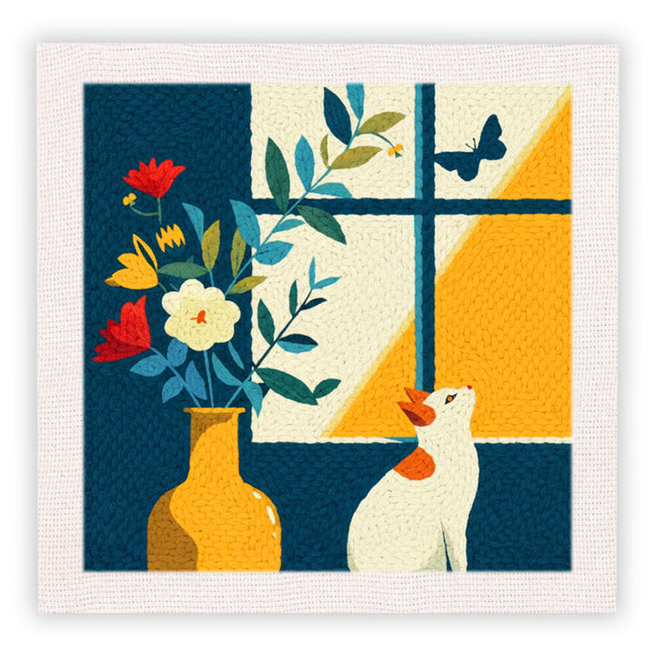 Cats and Window Views Punch Needle Embroidery Kits