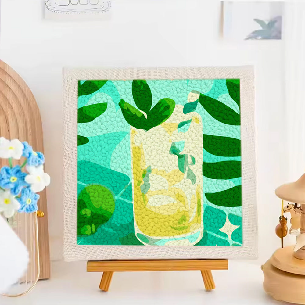 Lemon Iced Drink Punch Needle Embroidery Kits