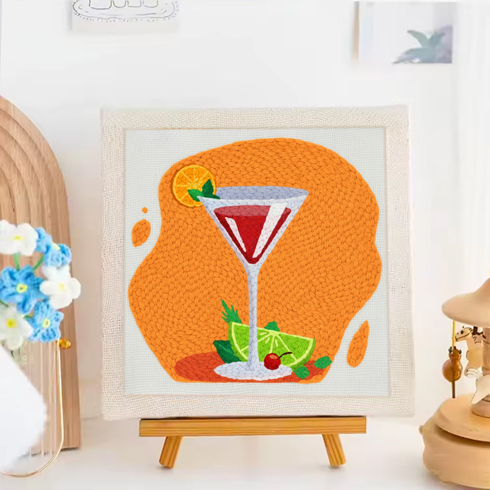 Cocktail Glass Punch Needle Embroidery Kits