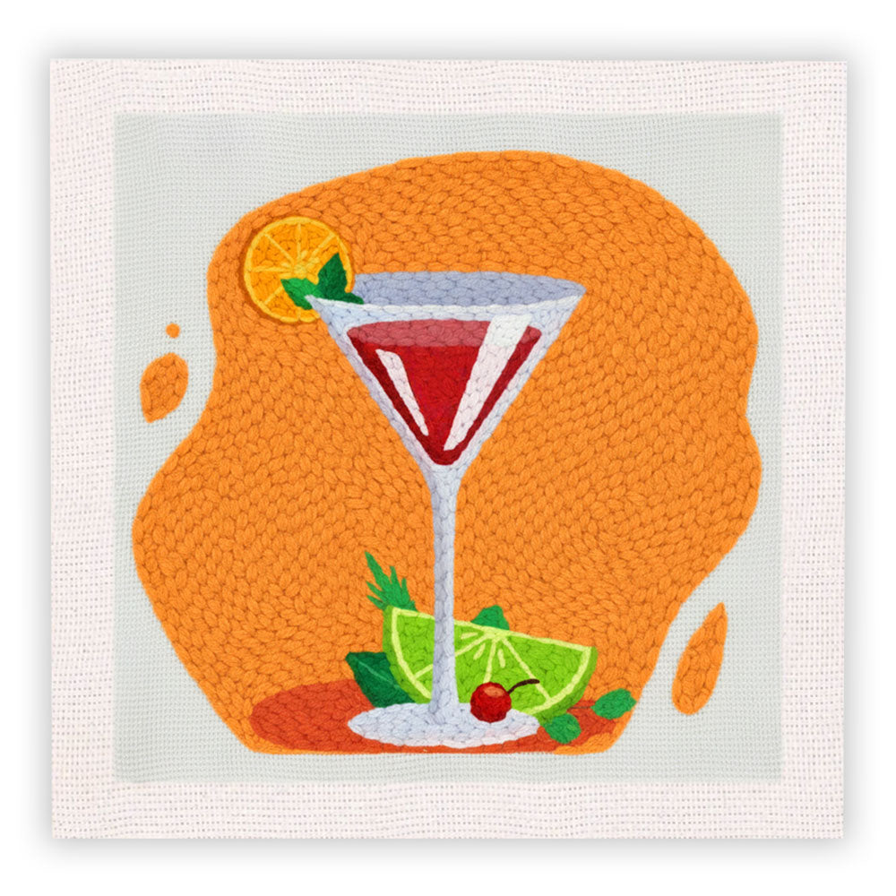 Cocktail Glass Punch Needle Embroidery Kits
