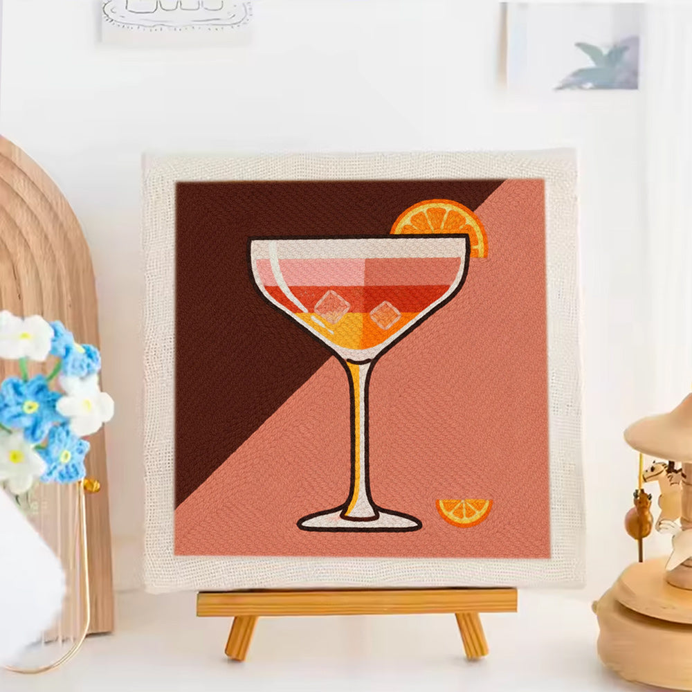 Orange Layered Wine Punch Needle Embroidery Kits