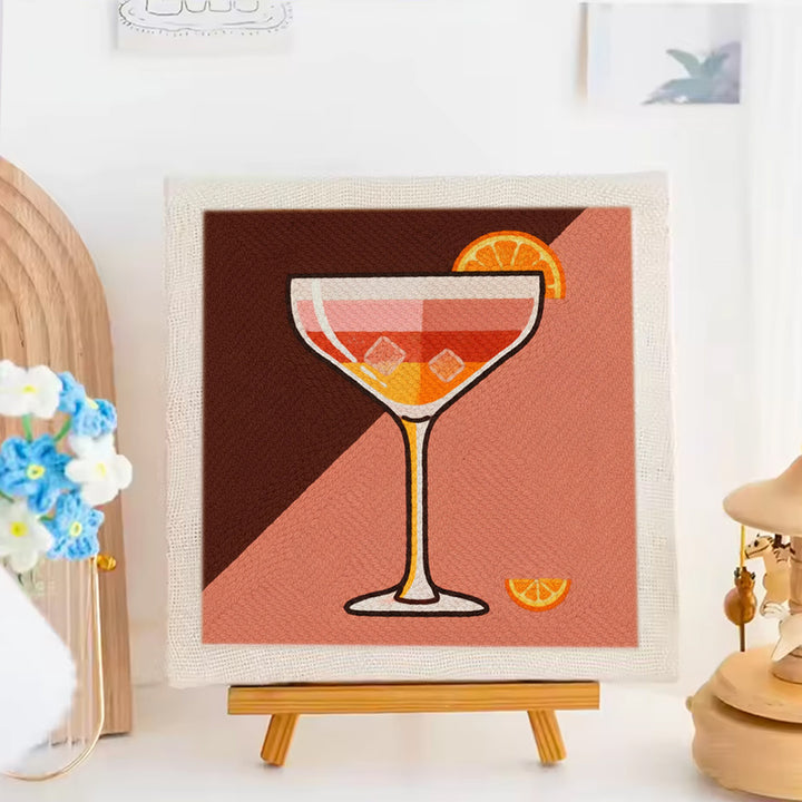 Orange Layered Wine Punch Needle Embroidery Kits