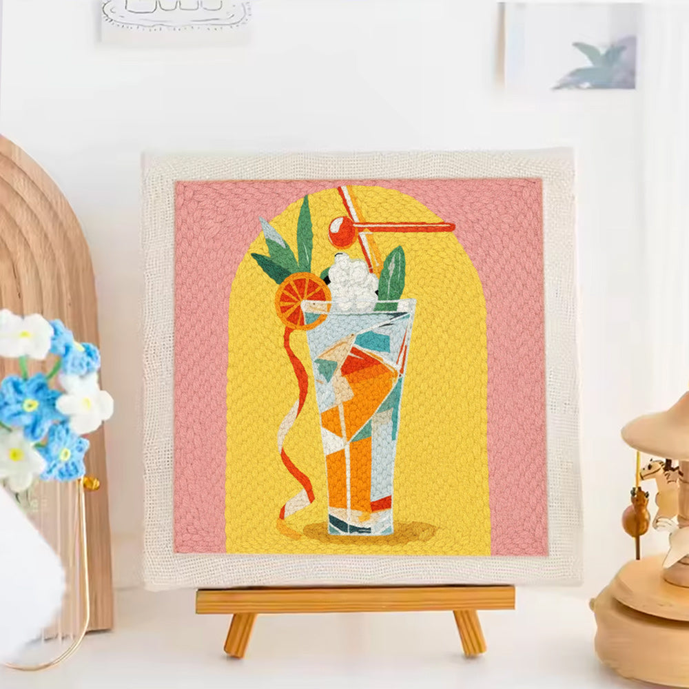 Orange Iced Drink Punch Needle Embroidery Kits