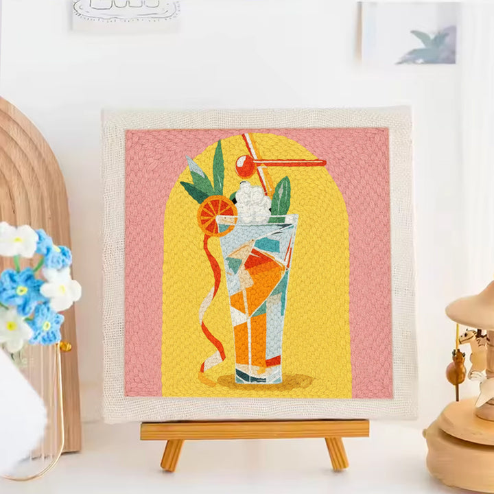 Orange Iced Drink Punch Needle Embroidery Kits