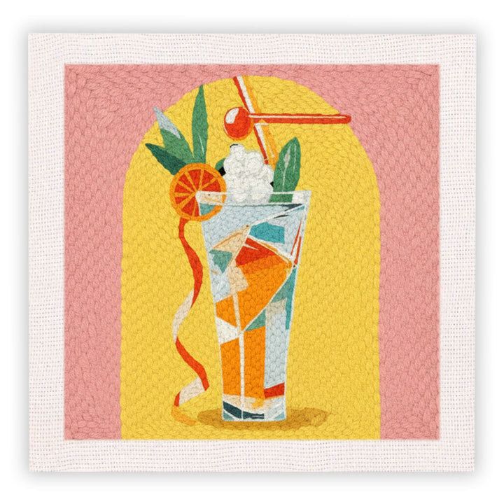 Orange Iced Drink Punch Needle Embroidery Kits