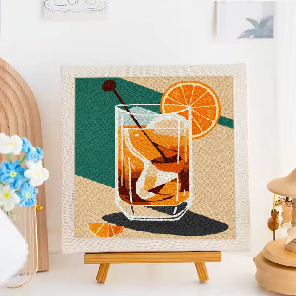 Orange Ice Wine Punch Needle Embroidery Kits