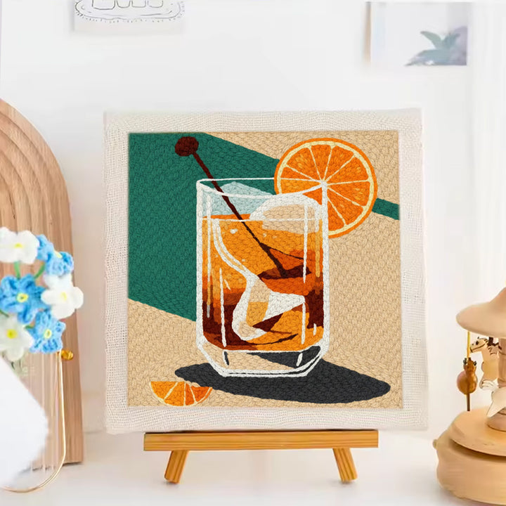 Orange Ice Wine Punch Needle Embroidery Kits