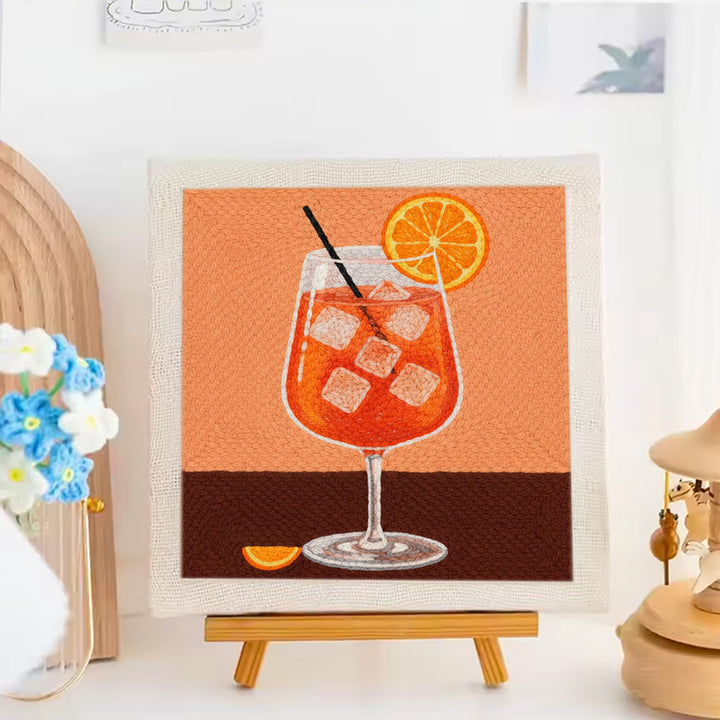 Orange Iced Drink Punch Needle Embroidery Kits