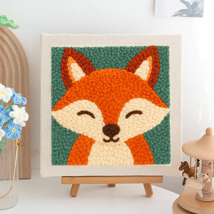 Happy Fox Face Punch Needle Embroidery Kits