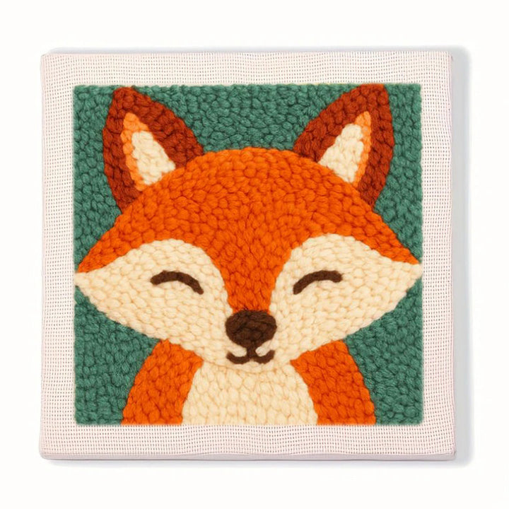 Happy Fox Face Punch Needle Embroidery Kits