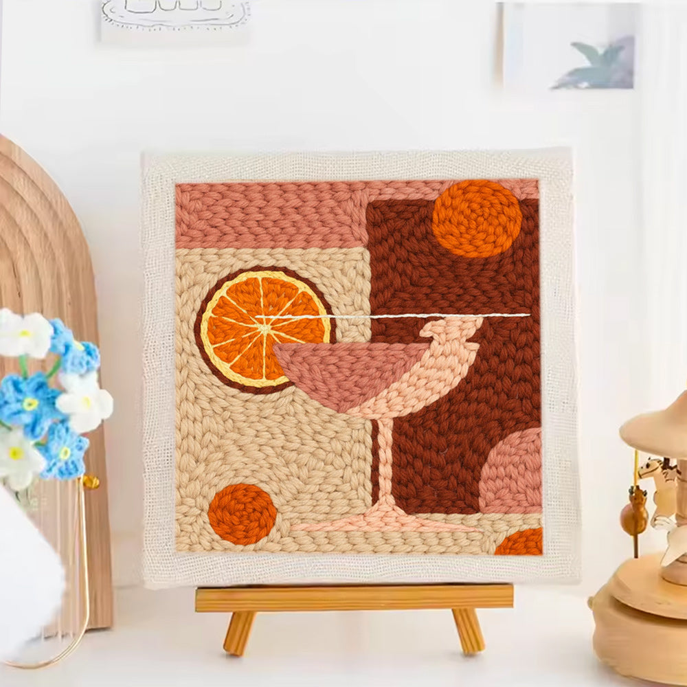 Pink Orange Liqueur Punch Needle Embroidery Kits