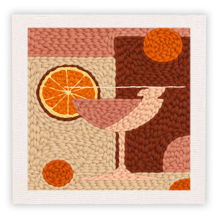 Pink Orange Liqueur Punch Needle Embroidery Kits
