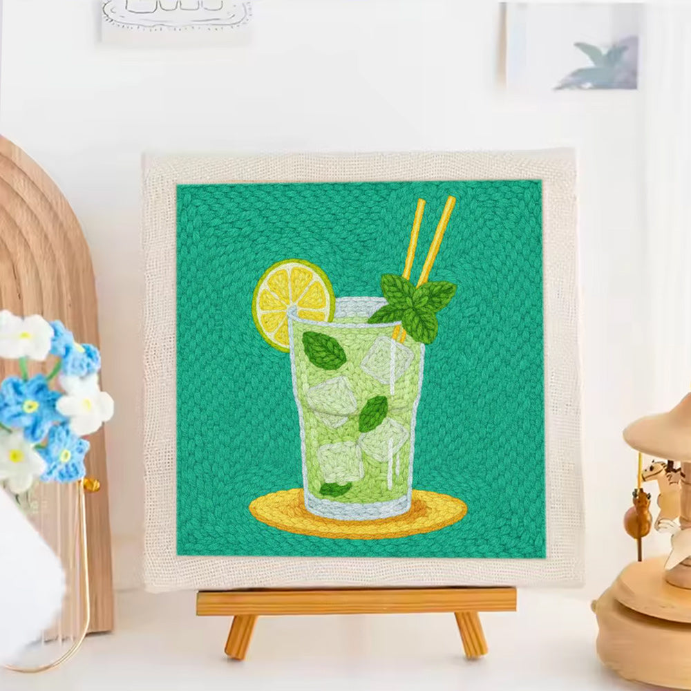 Lemon Iced Drink Punch Needle Embroidery Kits