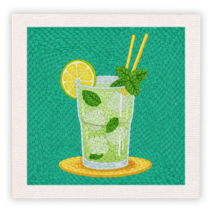 Lemon Iced Drink Punch Needle Embroidery Kits