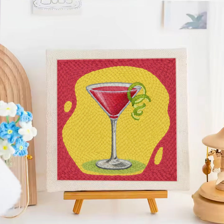 Red Cocktail Punch Needle Embroidery Kits
