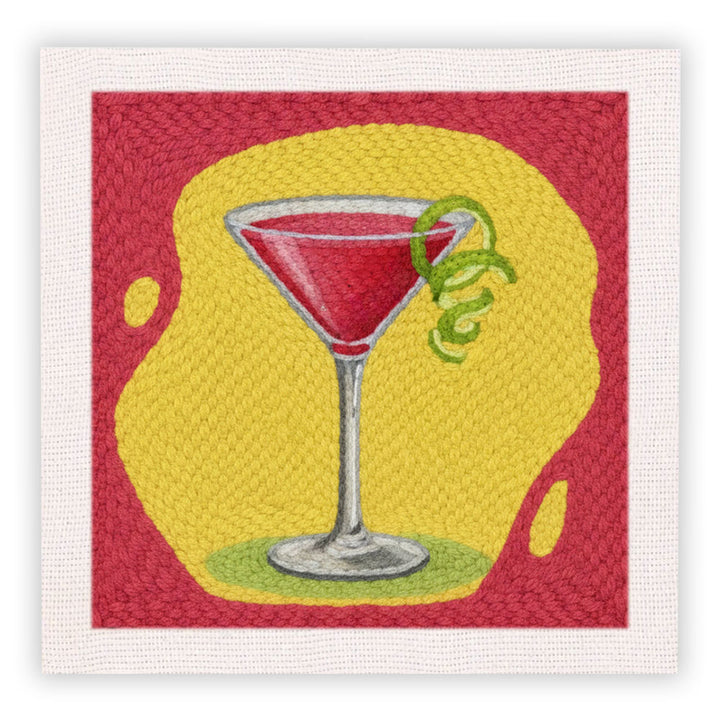 Red Cocktail Punch Needle Embroidery Kits